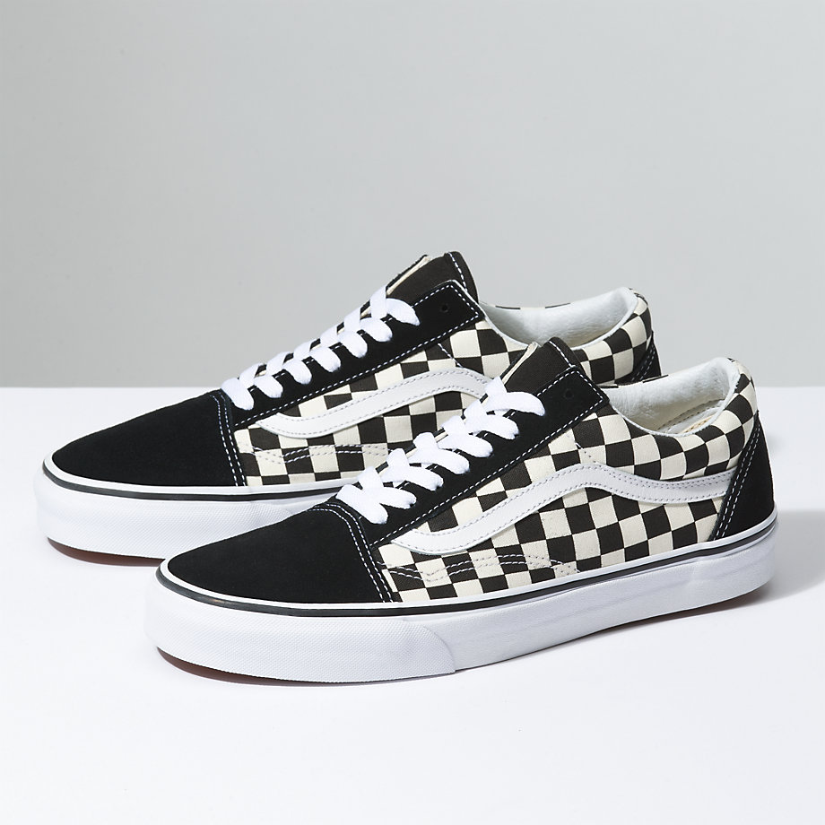 Vans Erkek Spor Ayakkabı Primary Check Old Skool Siyah/Beyaz | 12636-997